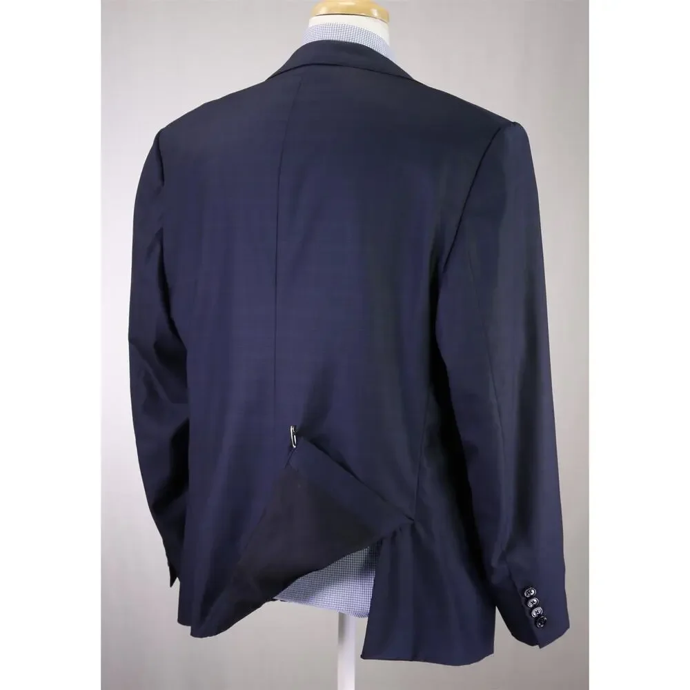Ermenegildo Zegna 15 Milmil 15 Current Navy Blue Plaid 2Btn Sportcoat Blazer 42S